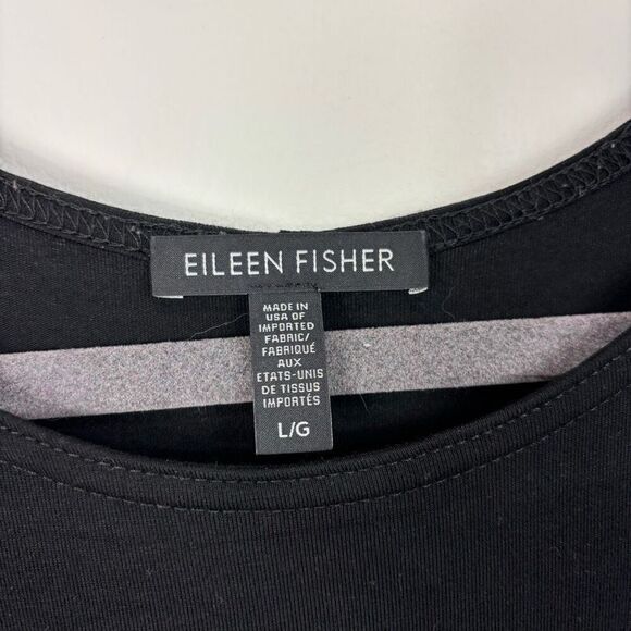 EILEEN FISHER Black Jersey Shift Dress Viscose Spandex Asymmetrical hem Size lar - Picture 2 of 4